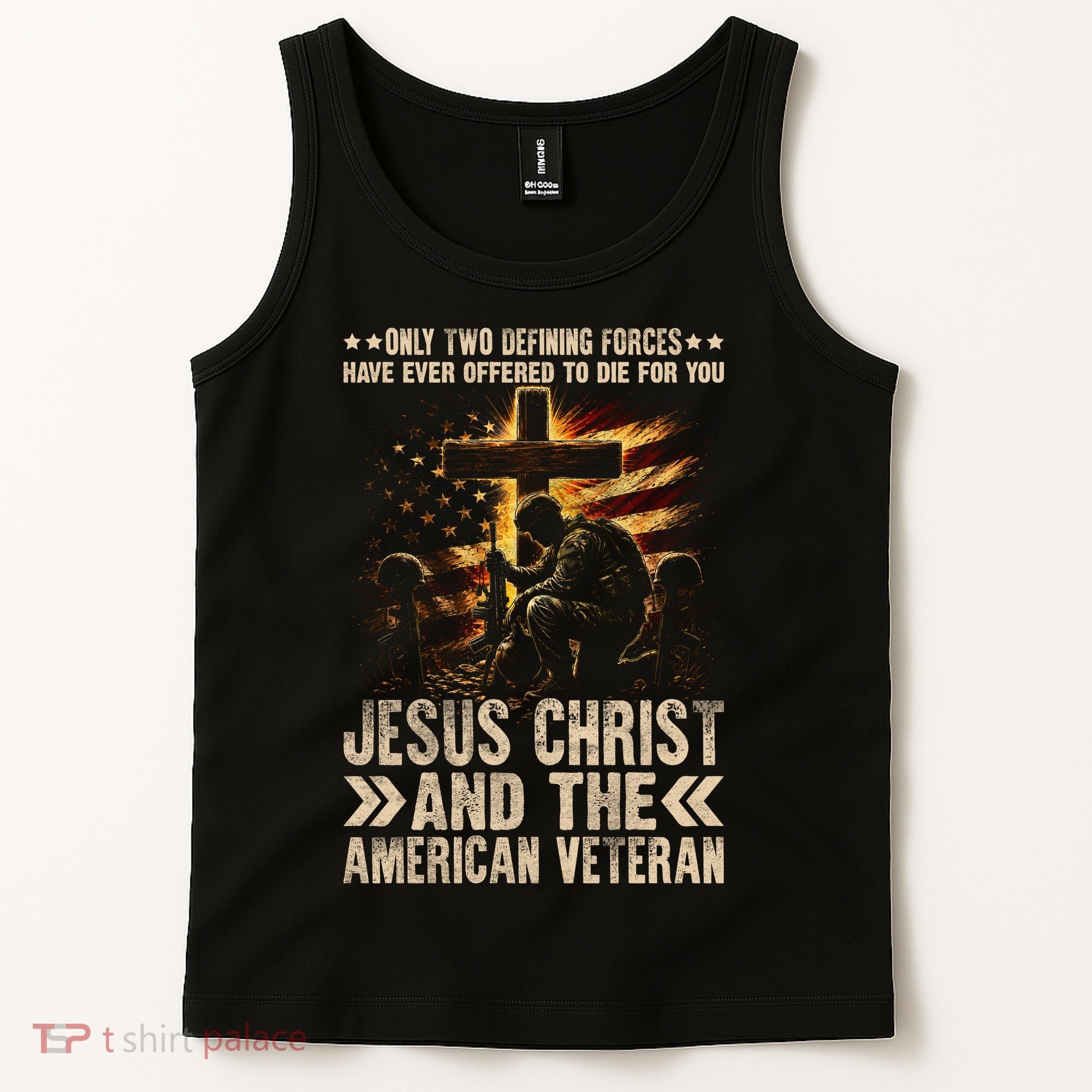Christian American Veteran Patriotic Memorial Jesus Gift Tank Top