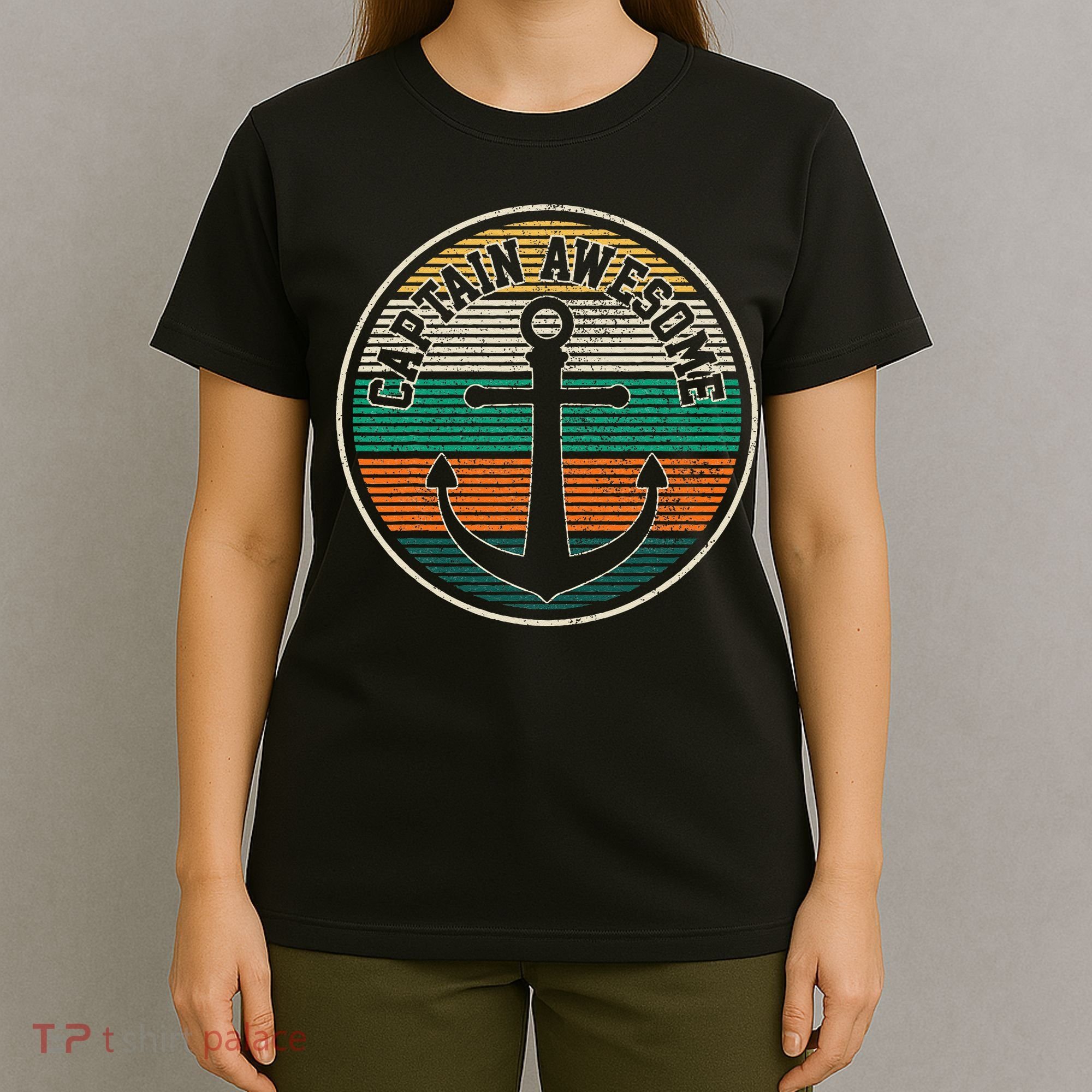 Captain Awesome Vintage Anchor Funny Sailing Boating Gift T-Shirt