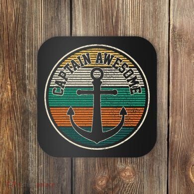 Captain Awesome Vintage Anchor Funny Sailing Boating Gift Coaster