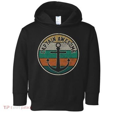 Captain Awesome Vintage Anchor Funny Sailing Boating Gift Toddler Hoodie