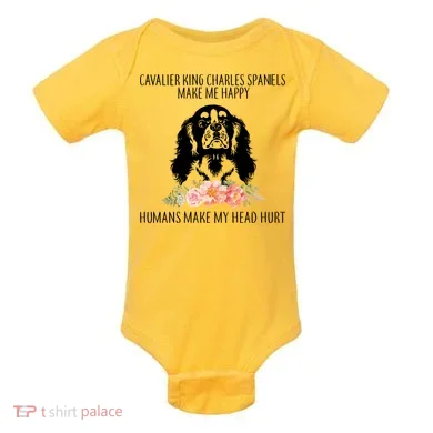 Cavalier King Charles Make Me Happy Baby Bodysuit