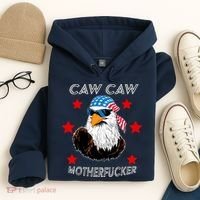 Caw Caw Motherfucker Funny Patriotic Eagle Hoodie thumb 4