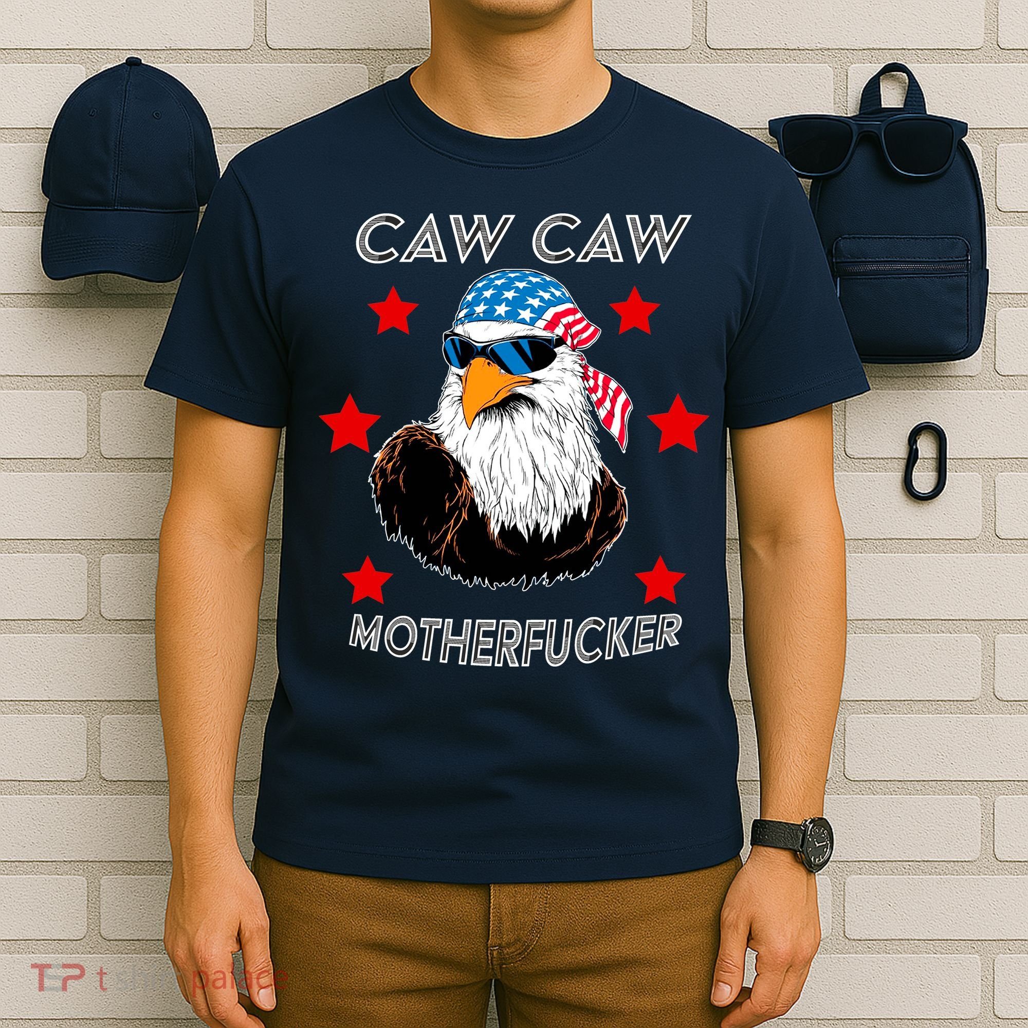 Caw Caw Motherfucker Funny Patriotic Eagle T-Shirt