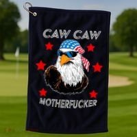 Caw Caw Motherfucker Funny Patriotic Eagle Golf Towel thumb 1