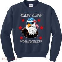 Caw Caw Motherfucker Funny Patriotic Eagle Kids Sweatshirt thumb 0
