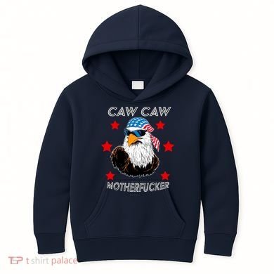 Caw Caw Motherfucker Funny Patriotic Eagle Kids Hoodie