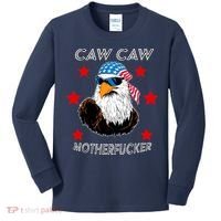 Caw Caw Motherfucker Funny Patriotic Eagle Kids Long Sleeve Shirt thumb 0