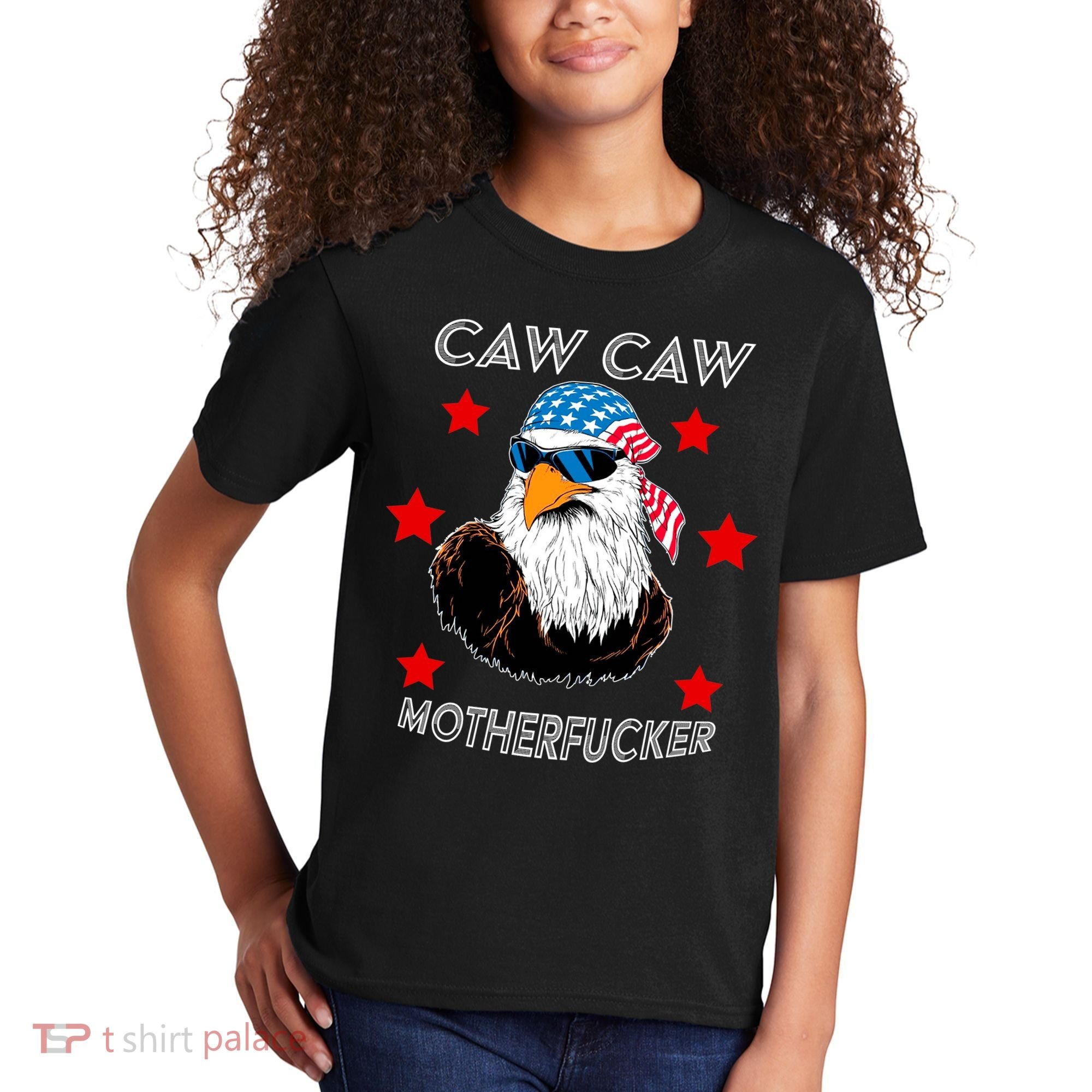 Caw Caw Motherfucker Funny Patriotic Eagle Kids T-Shirt