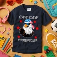 Caw Caw Motherfucker Funny Patriotic Eagle Kids T-Shirt thumb 3