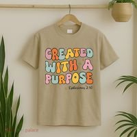 Created A With Purpose Christian Groovy Godsister T-Shirt thumb 2