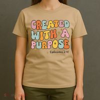 Created A With Purpose Christian Groovy Godsister T-Shirt thumb 4