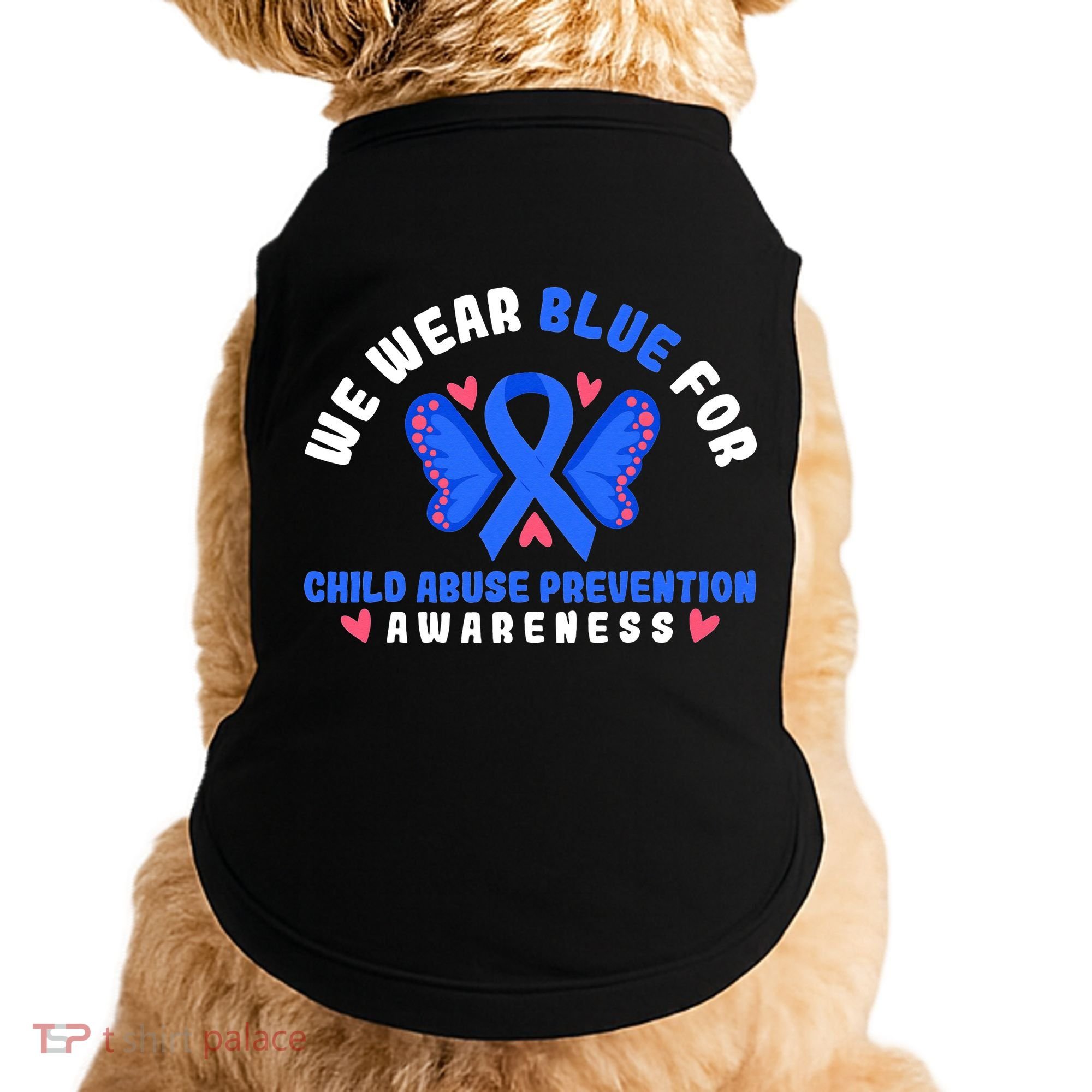 Child Abuse Warrior Prevention Month Blue Ribbon Awareness Doggie Tank