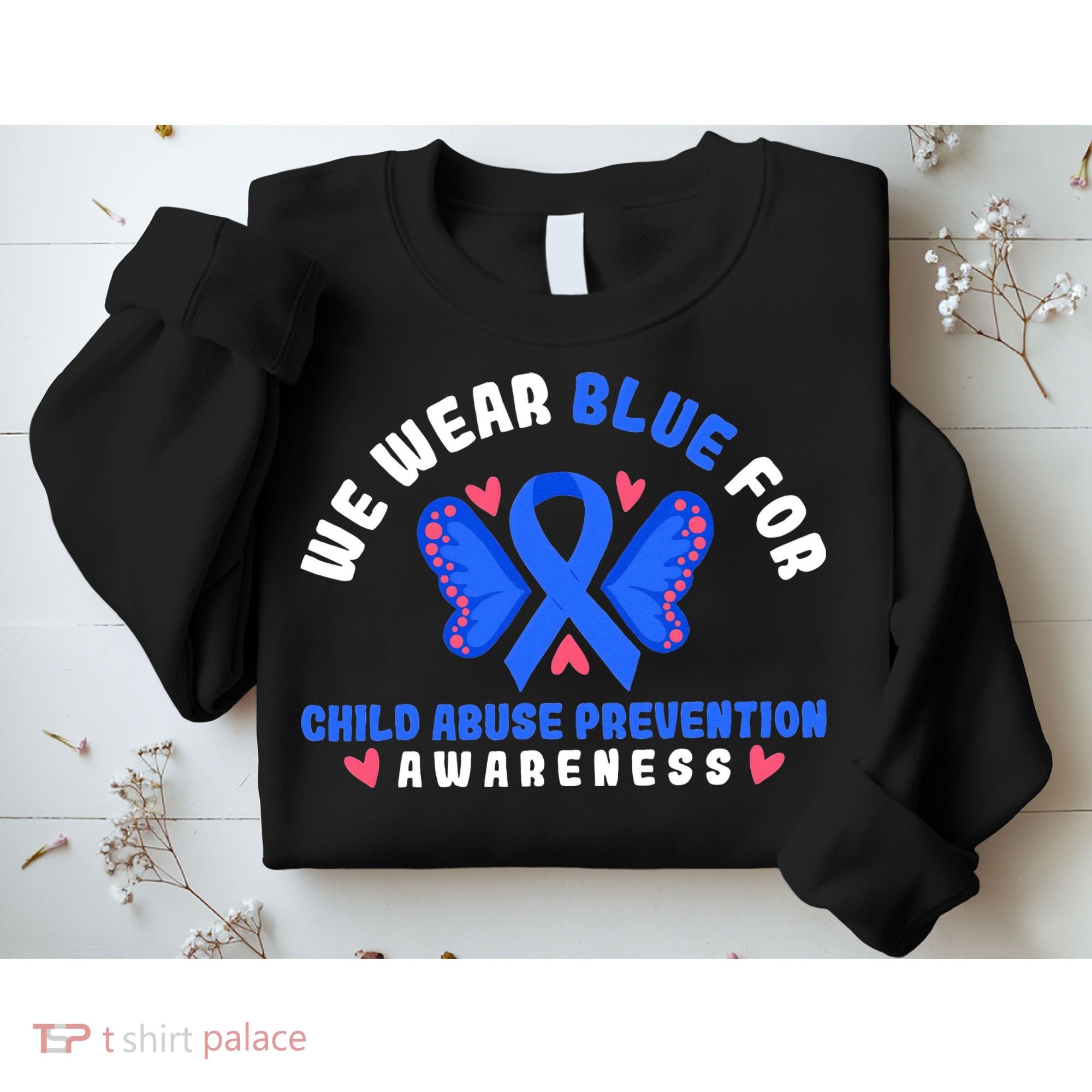 Child Abuse Warrior Prevention Month Blue Ribbon Awareness Sweatshirt