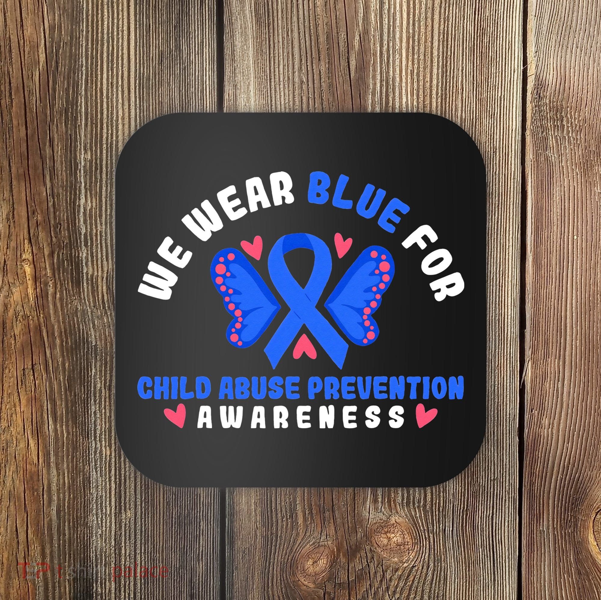 Child Abuse Warrior Prevention Month Blue Ribbon Awareness Coaster