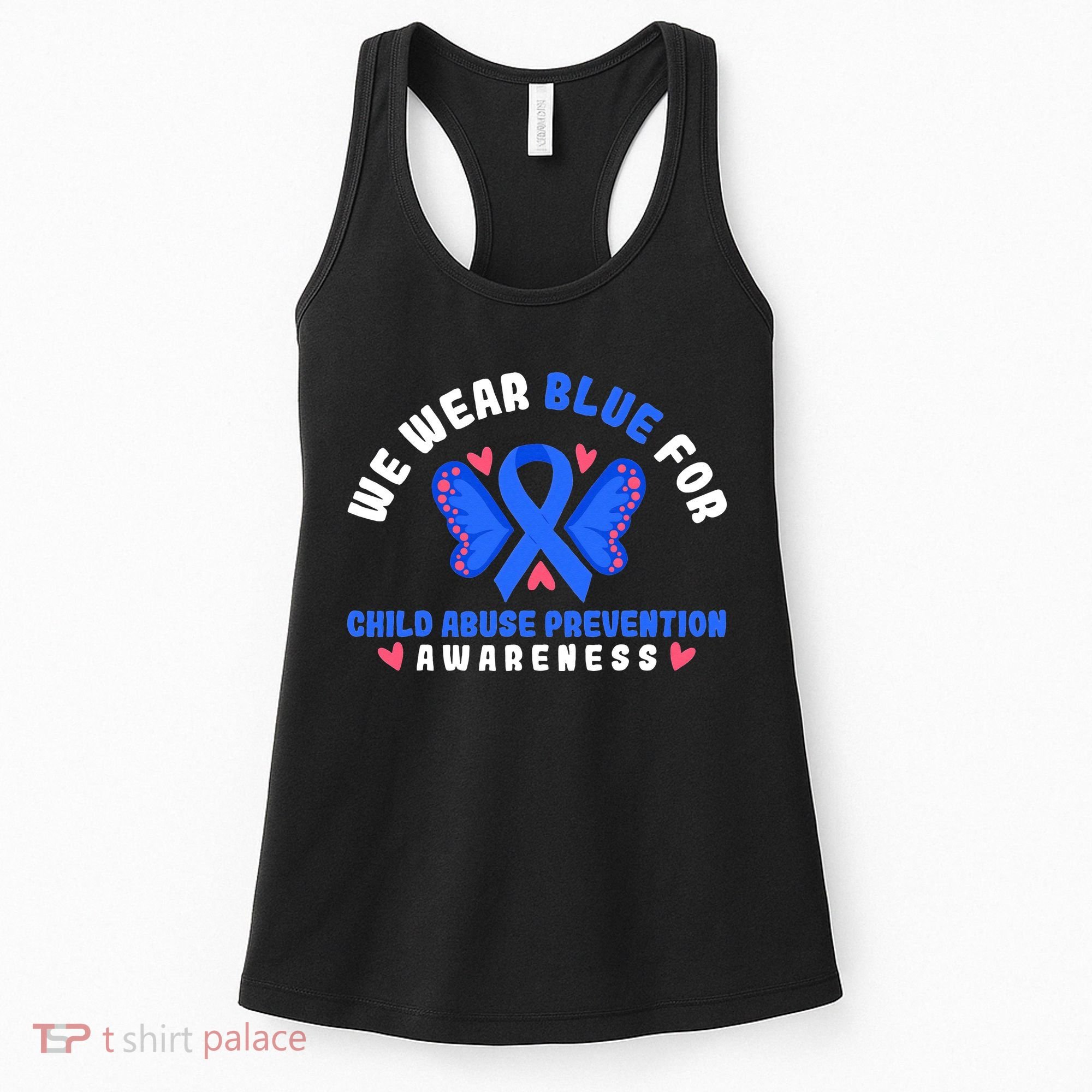 Child Abuse Warrior Prevention Month Blue Ribbon Awareness Women's Tank Top