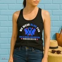 Child Abuse Warrior Prevention Month Blue Ribbon Awareness Women's Tank Top thumb 2
