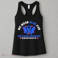 Child Abuse Warrior Prevention Month Blue Ribbon Awareness Women's Tank Top thumb 3