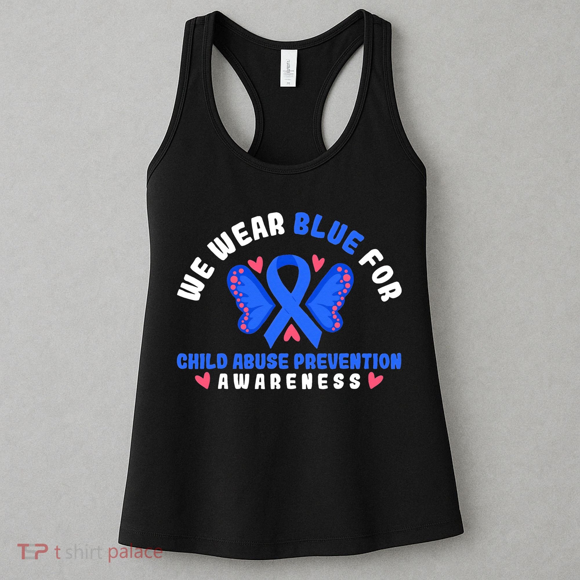 Child Abuse Warrior Prevention Month Blue Ribbon Awareness Women's Tank Top