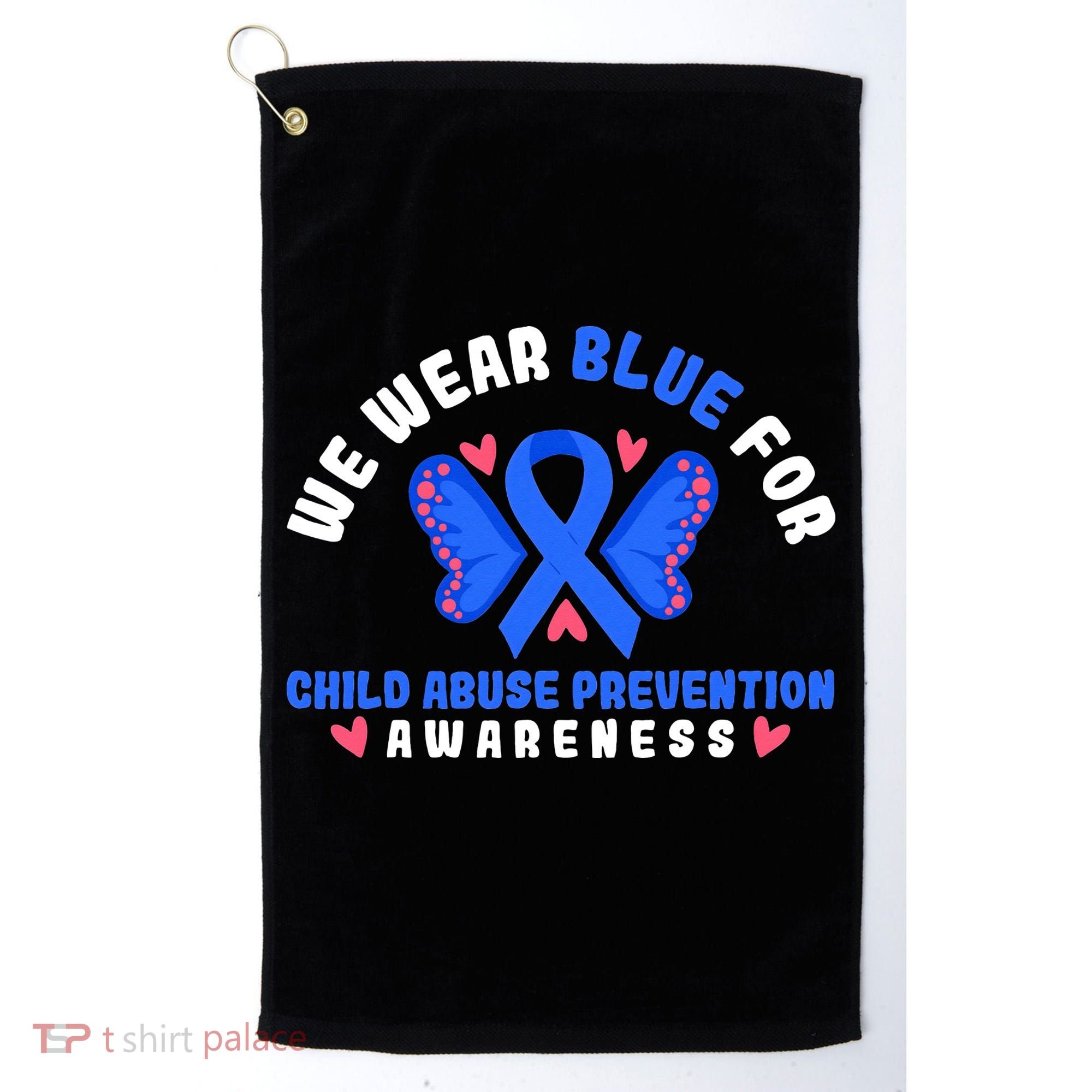 Child Abuse Warrior Prevention Month Blue Ribbon Awareness Golf Towel