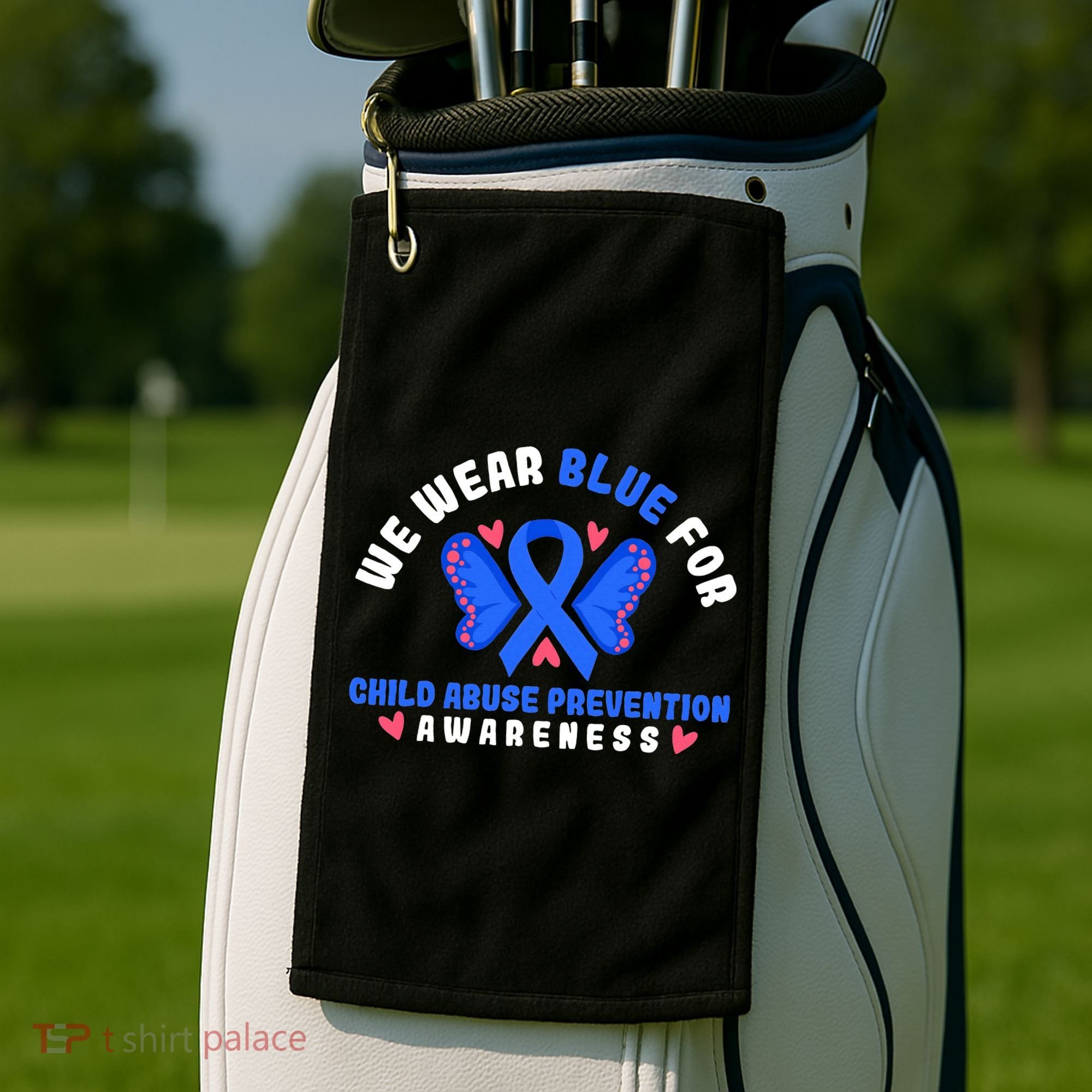 Child Abuse Warrior Prevention Month Blue Ribbon Awareness Golf Towel