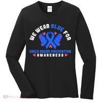 Child Abuse Warrior Prevention Month Blue Ribbon Awareness Women's Long Sleeve Shirt thumb 0
