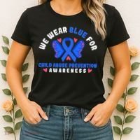 Child Abuse Warrior Prevention Month Blue Ribbon Awareness Women's T-Shirt thumb 2
