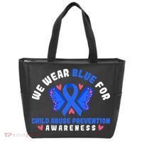 Child Abuse Warrior Prevention Month Blue Ribbon Awareness Tote Bag thumb 0