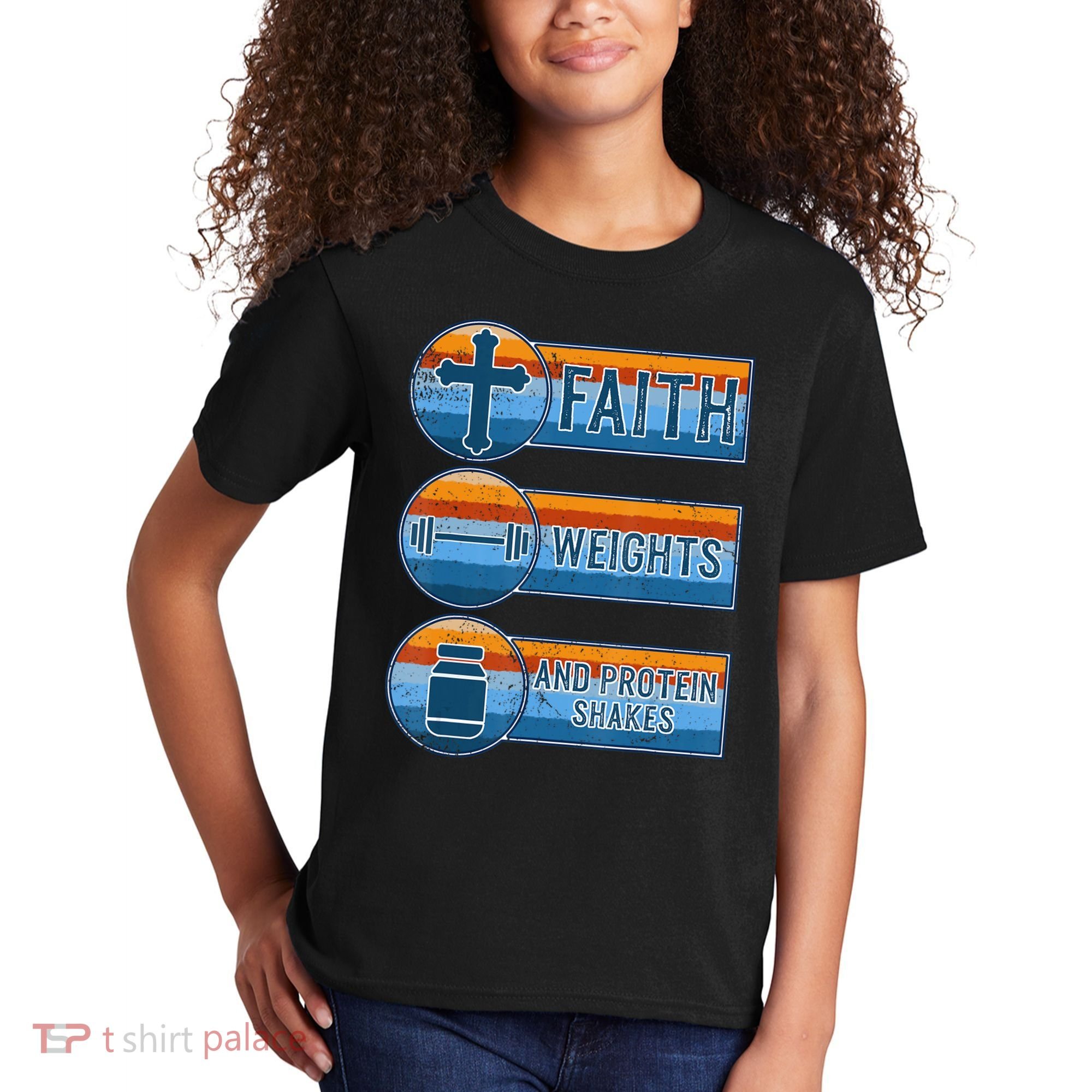 Christian Athlete Workout Gym Weightlifting Jesus Kids T-Shirt