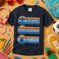 Christian Athlete Workout Gym Weightlifting Jesus Kids T-Shirt thumb 3