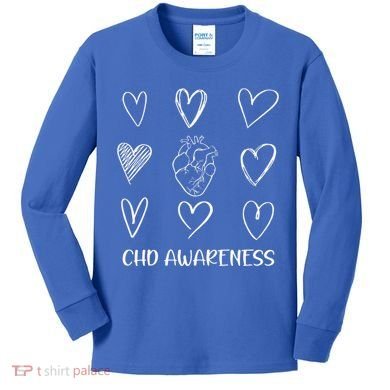 Chd Awareness Warriorheart Disease Month Awareness Kids Long Sleeve Shirt