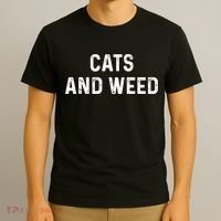 Cats And Weed Funny Cannabis Stoner Marijuana Cat Mom Dad Funny Gift T-Shirt thumb 3