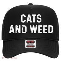 Cats And Weed Funny Cannabis Stoner Marijuana Cat Mom Dad Funny Gift Hat thumb 0