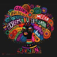 Cool African Woman Afro Color Painted Face Motivation Word T-Shirt thumb 7