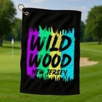 Cool Artsy Wild Wood New Jersey Beach Lover Boardwalk Golf Towel thumb 1