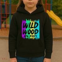 Cool Artsy Wild Wood New Jersey Beach Lover Boardwalk Kids Hoodie thumb 3