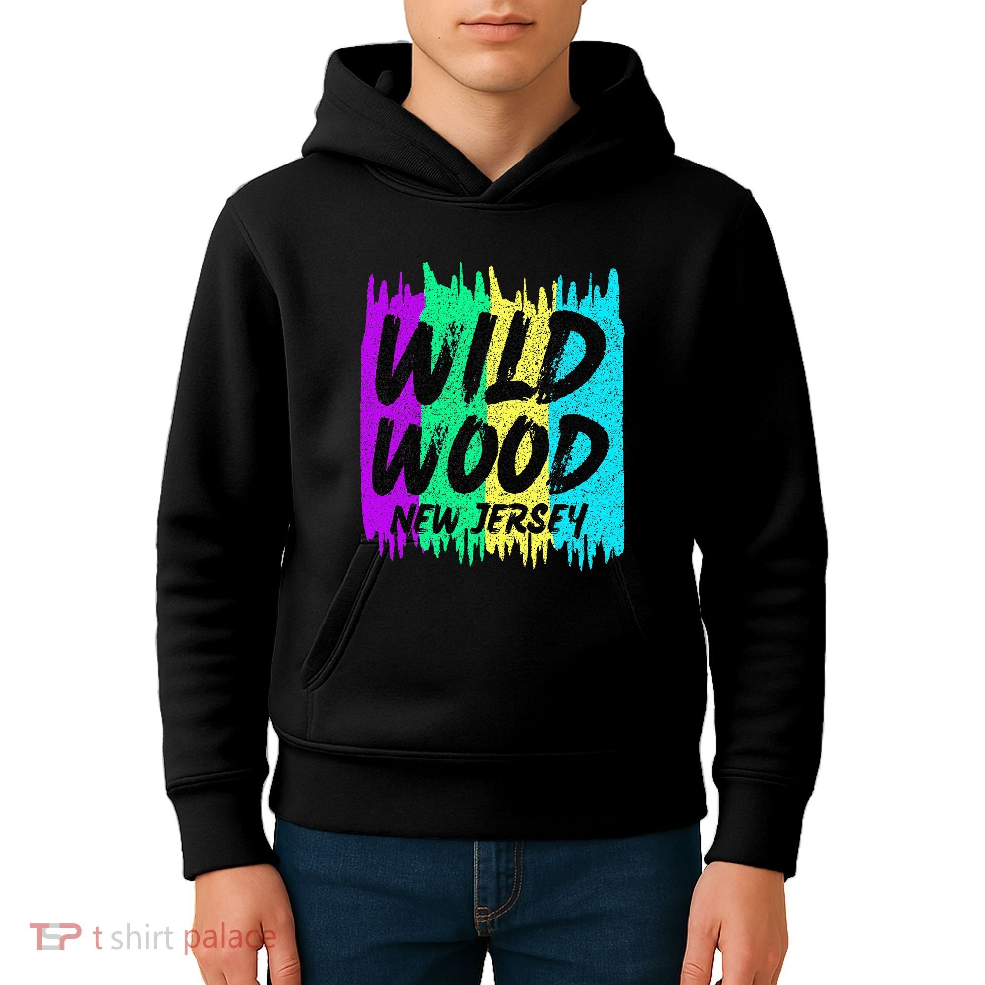 Cool Artsy Wild Wood New Jersey Beach Lover Boardwalk Kids Hoodie