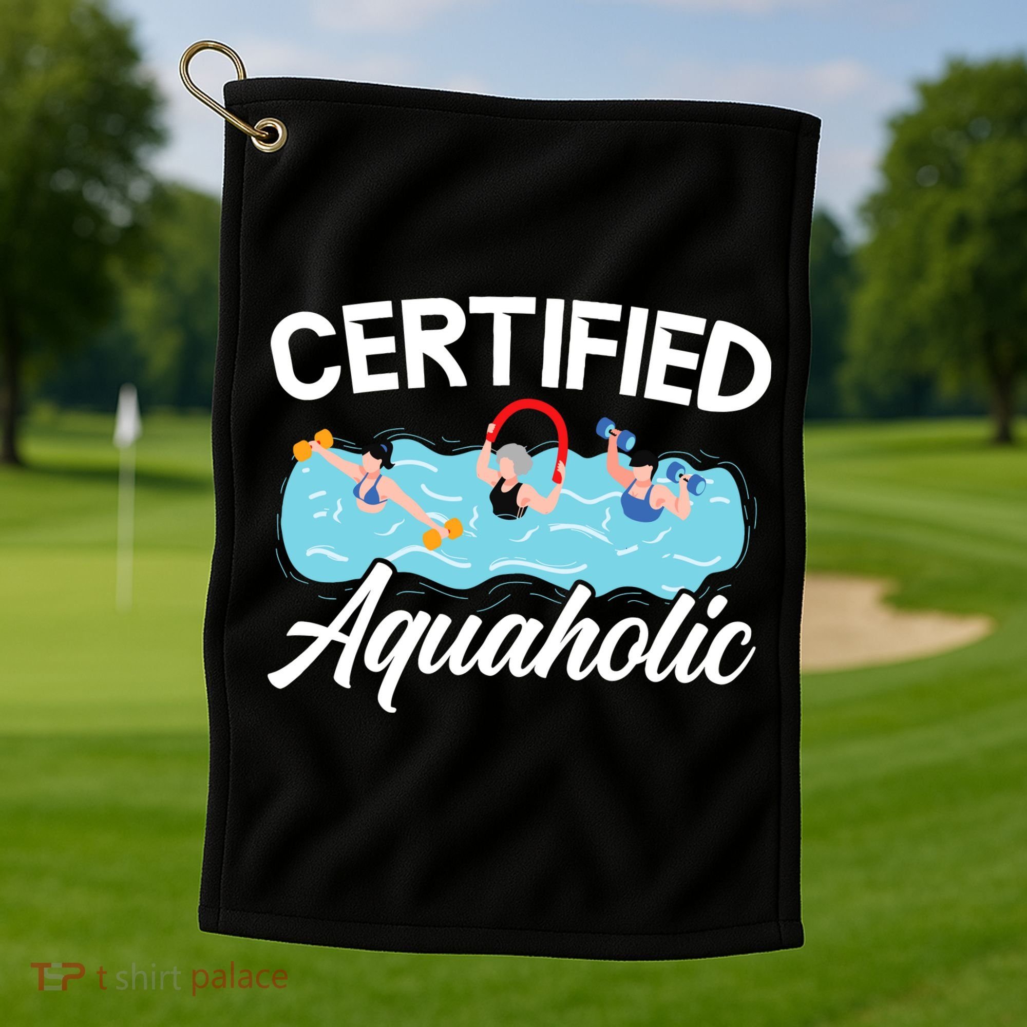 Certified Aquaholic Water Aerobics Instructor Fitness Golf Towel