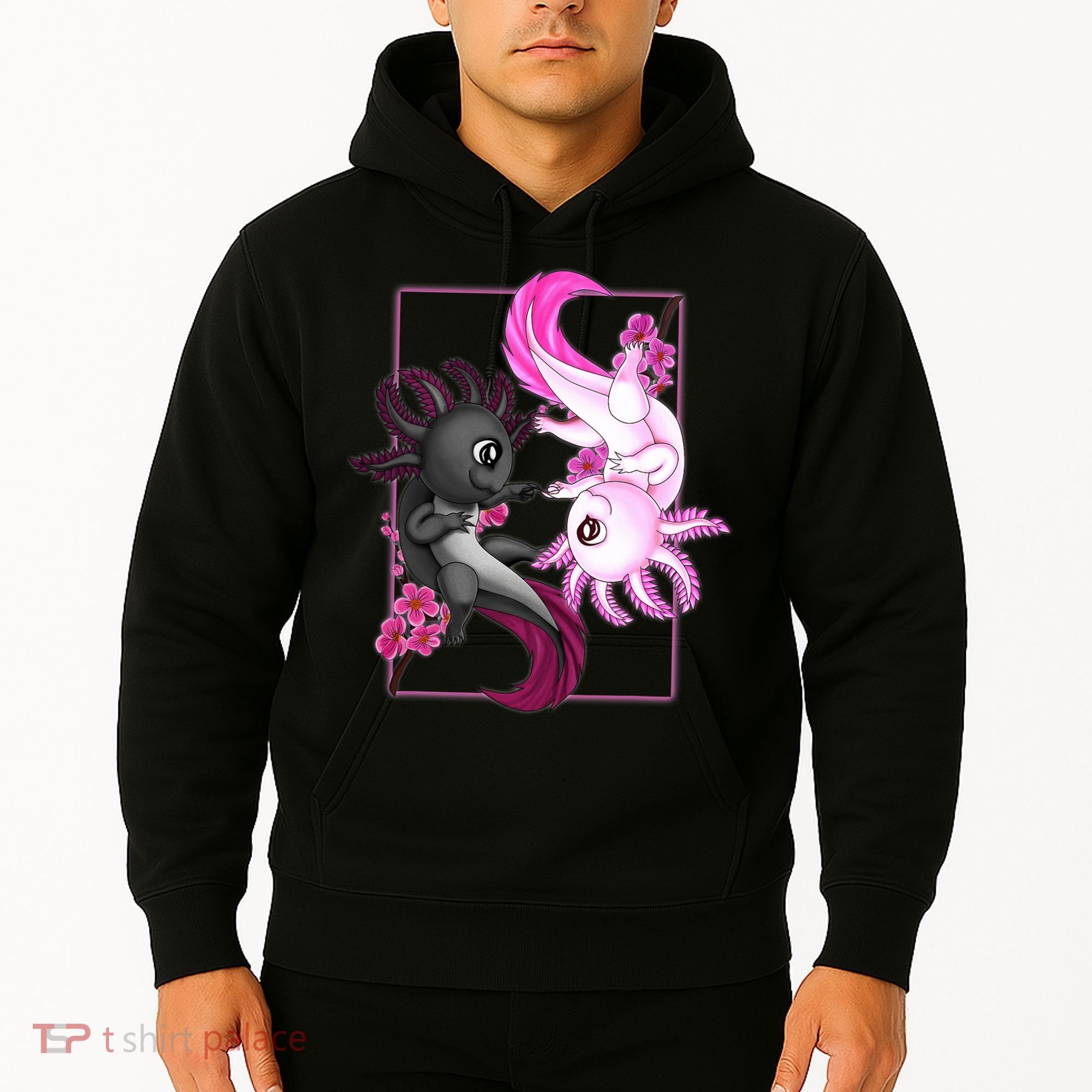 Cute Axolotl Yin Yang Plush Pets Cherry Blossom Hoodie