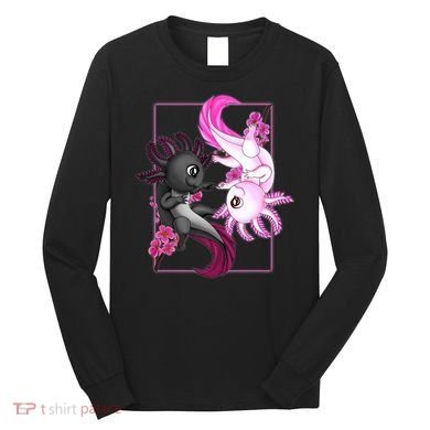 Cute Axolotl Yin Yang Plush Pets Cherry Blossom Long Sleeve Shirt