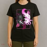 Cute Axolotl Yin Yang Plush Pets Cherry Blossom T-Shirt thumb 4