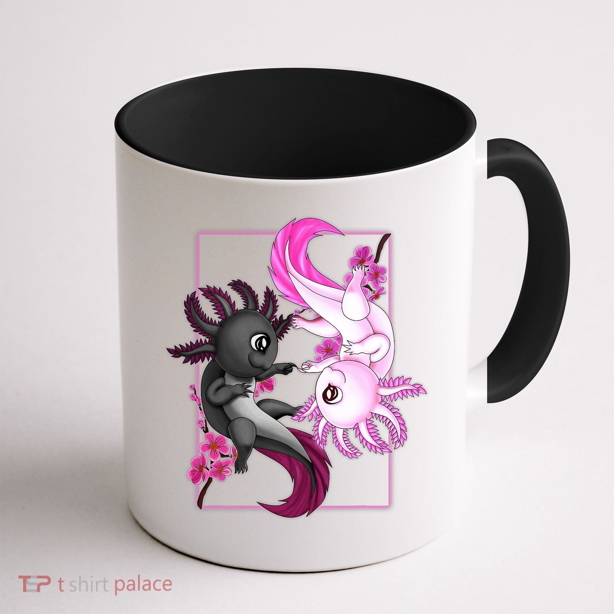 Cute Axolotl Yin Yang Plush Pets Cherry Blossom Coffee Mug