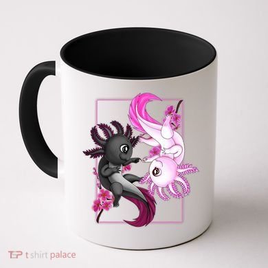 Cute Axolotl Yin Yang Plush Pets Cherry Blossom Coffee Mug