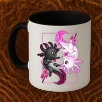 Cute Axolotl Yin Yang Plush Pets Cherry Blossom Coffee Mug thumb 2