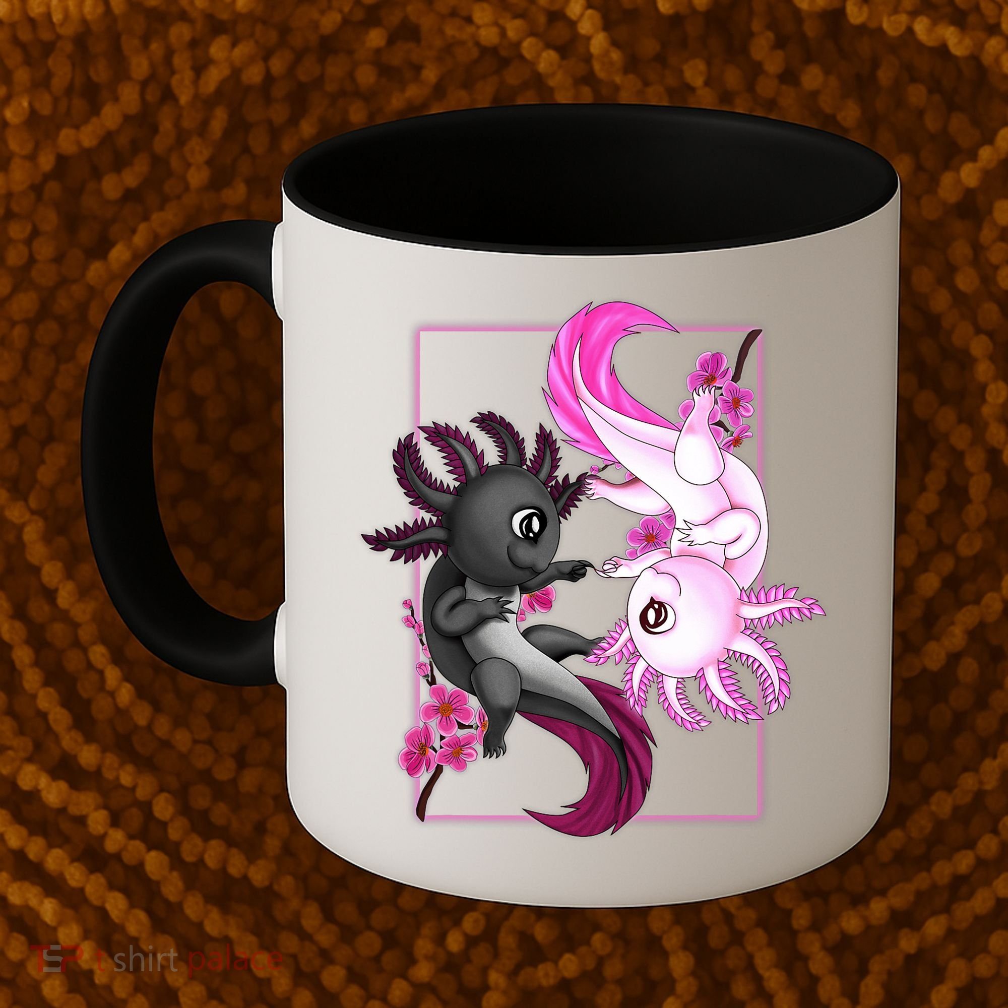 Cute Axolotl Yin Yang Plush Pets Cherry Blossom Coffee Mug