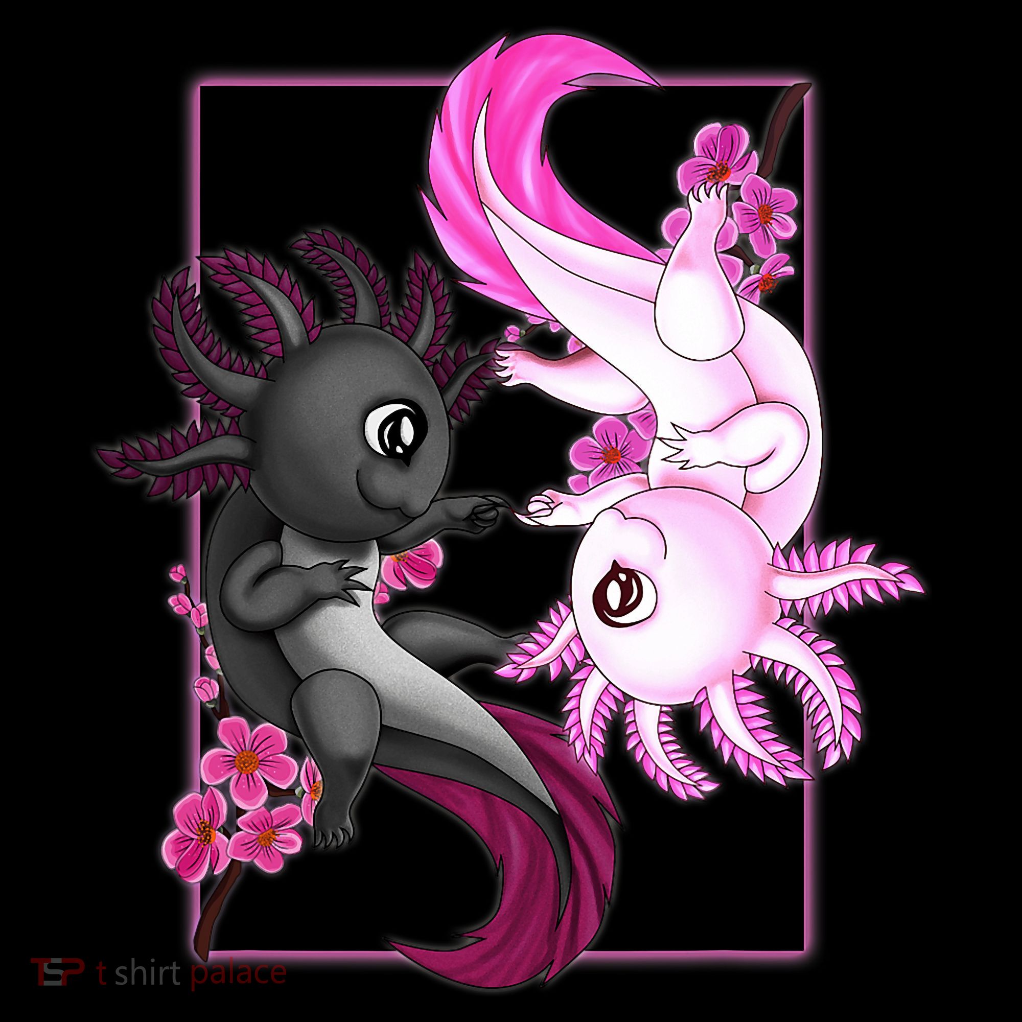 Cute Axolotl Yin Yang Plush Pets Cherry Blossom Women's Hoodie