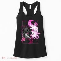 Cute Axolotl Yin Yang Plush Pets Cherry Blossom Women's Tank Top thumb 0