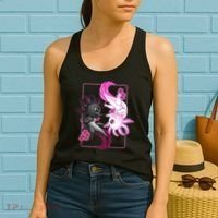 Cute Axolotl Yin Yang Plush Pets Cherry Blossom Women's Tank Top thumb 2