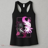 Cute Axolotl Yin Yang Plush Pets Cherry Blossom Women's Tank Top thumb 3