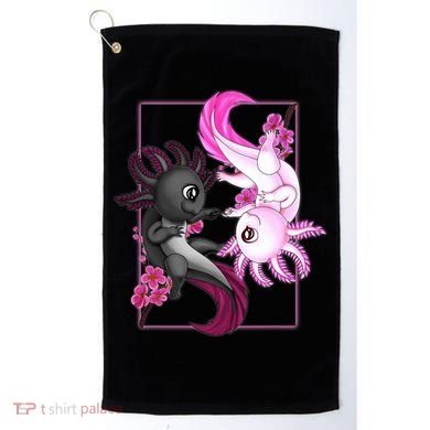 Cute Axolotl Yin Yang Plush Pets Cherry Blossom Golf Towel