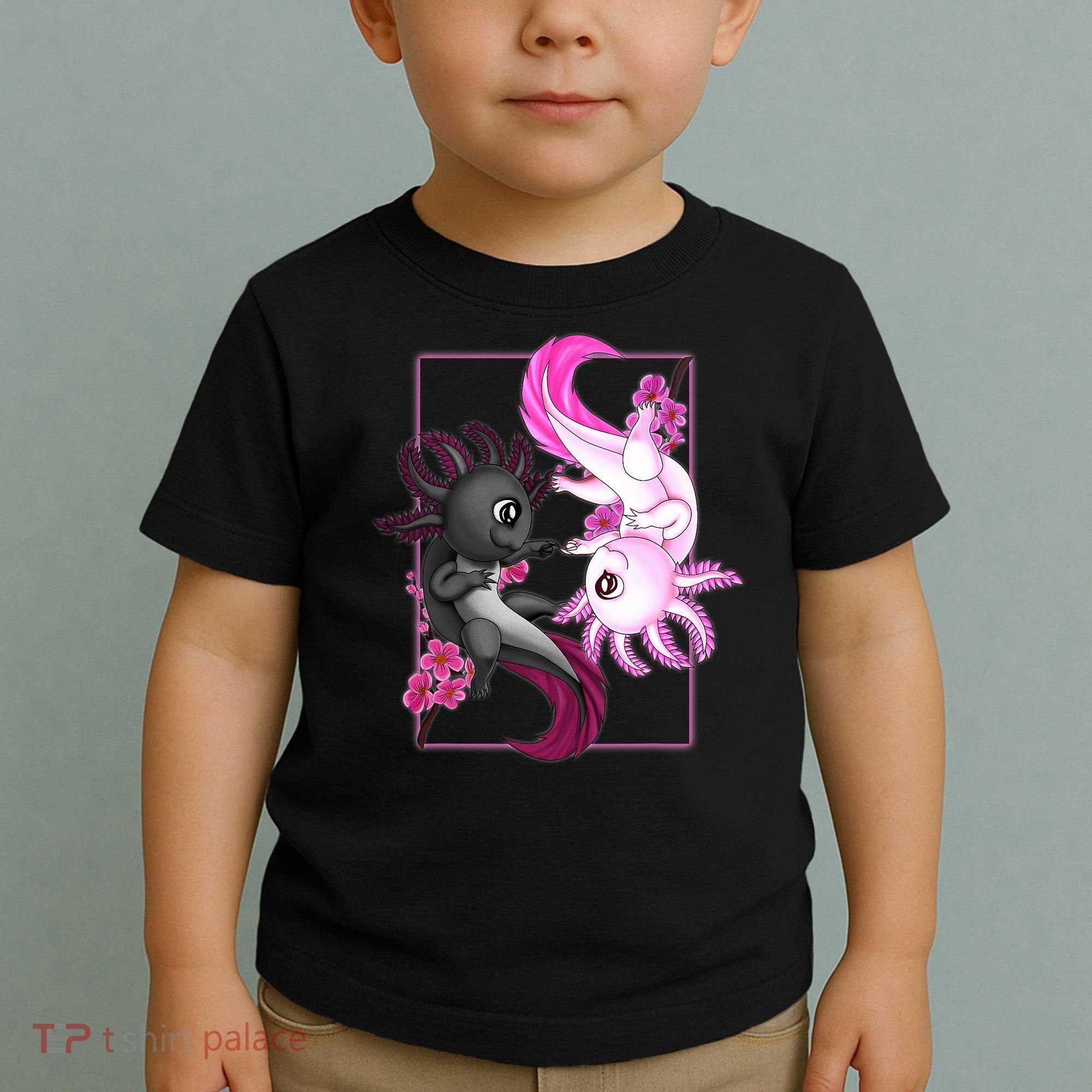 Cute Axolotl Yin Yang Plush Pets Cherry Blossom Toddler T-Shirt